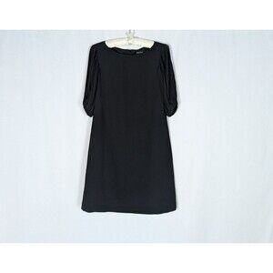 White House Black Market Dress 4 Women's Black Chiffon Balloon Sleeve Shift
